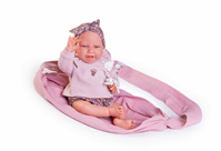 Muñeca recién nacida Carla 42 cm con fular portabebé