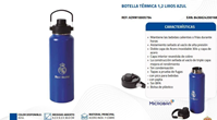 BOTELLA TÉRMICA 1.2 LITROS COLOR AZUL R. MADRID