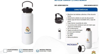 BOTELLA TÉRMICA 1.2 LITROS REAL MADRID EN BLANCO